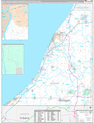 Niles-Benton Harbor Metro Area Wall Map Premium Style 2026
